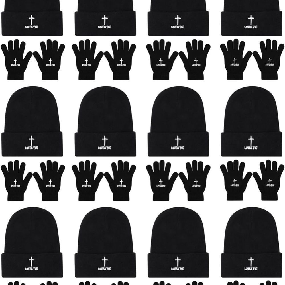 NWT 24 Pk Factory Sealed Christian Beanies‎ Men/Womens Hat and Gloves Set